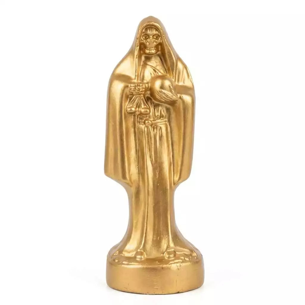 10-inch gold Holy Death Santa Muerte ritual candle in gold color for devotional offerings abundance and blessing spellwork