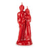 A red candle shaped like a couple standing closely together, symbolizing unity and love.
