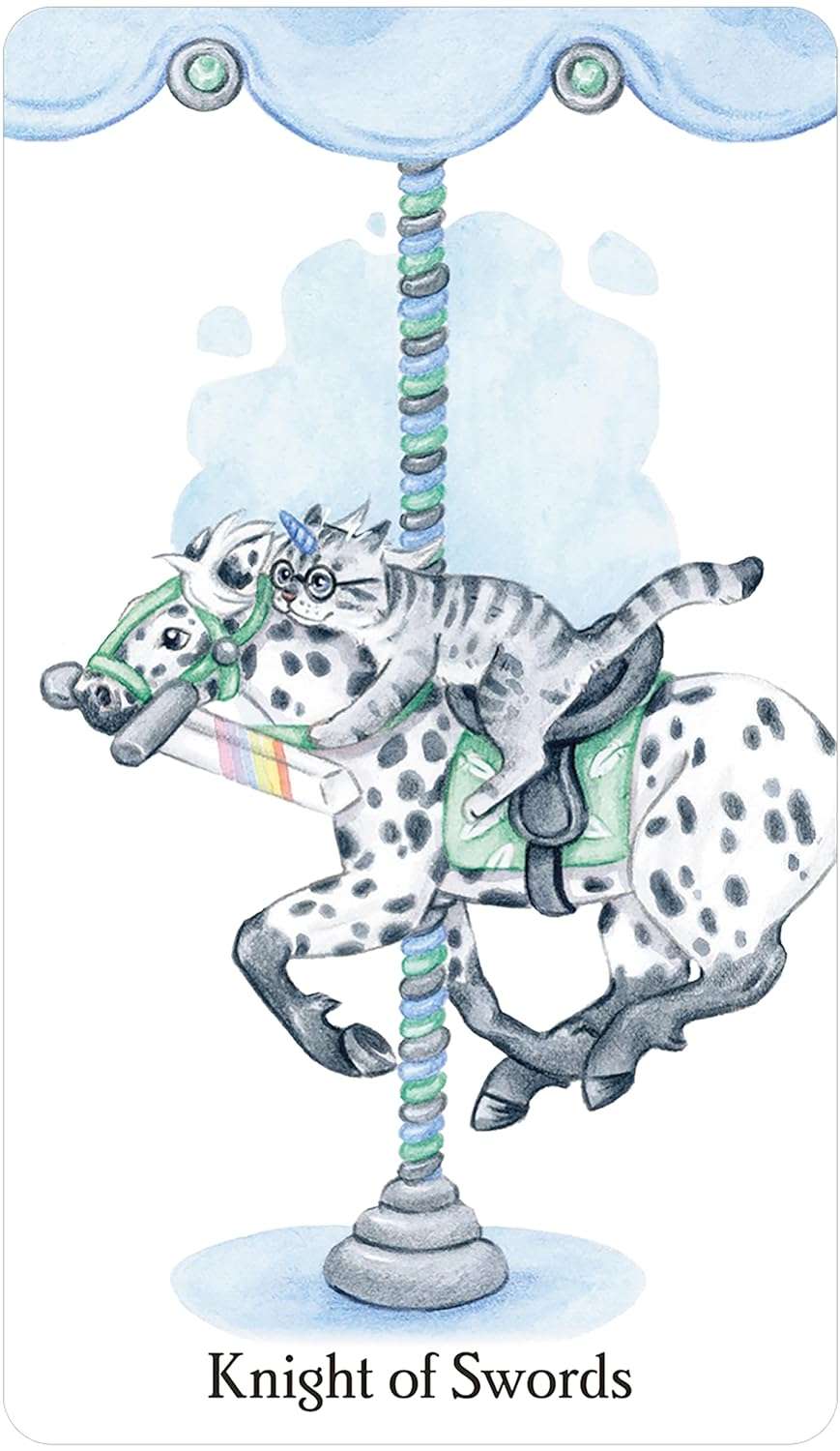 Caticorn Tarot card with fantasy cat-unicorn character and sparkle design