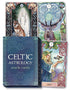 Celtic Astrology Oracle Deck cards showing illustrated wolf deer and woman with bird designs alongside decorative box, oracle reading set