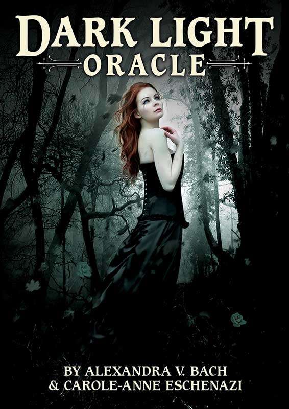 Dark Light Oracle deck box by Bach and Eschenazi — shadow work oracle with dark atmospheric cover artwork featuring dual light and shadow imagery.