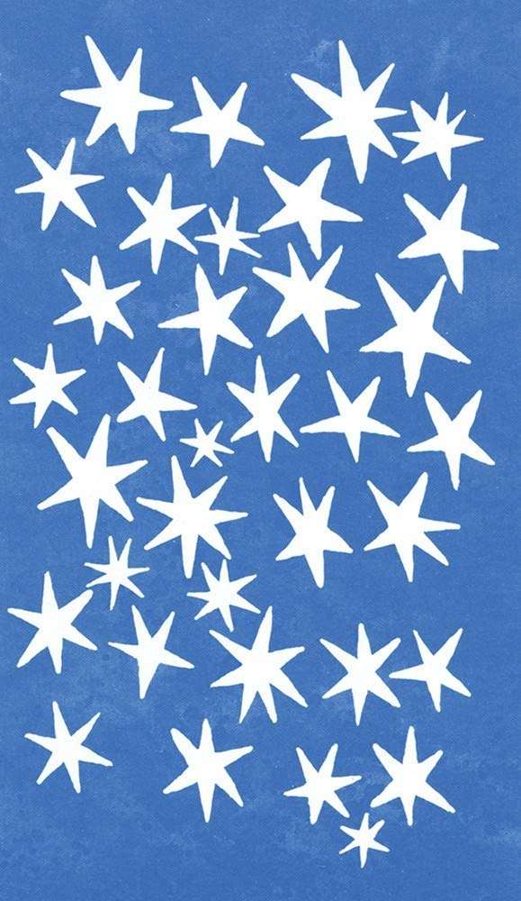 Morgan-Greer Tarot back design — pattern of white stars scattered against blue background, simple and playful night sky motif.