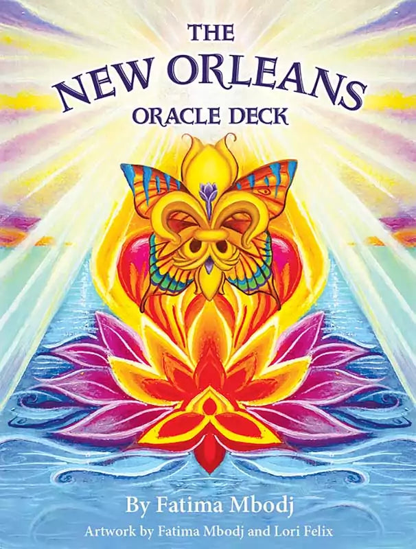 New Orleans Oracle deck card showing a vibrant butterfly surrounded by lotus flowers and water, in the lush imagery of the deck&