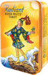 Radiant Rider-Waite Tarot pocket deck collectible tin — vibrant tin featuring the Fool card in jewel-toned Poshkus recoloring for travel tarot readings.