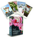 Rosebud Tarot deck by Harper and Stilwell showing floral rose-forward card designs and the box with botanical illustration, from Llewellyn Publications.