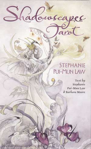 Shadowscapes Tarot Deck by Stephanie Pui-Mun Law — illustrated box cover with a fairy-like figure surrounded by nature in delicate watercolor style, representing the RWS-based deck.