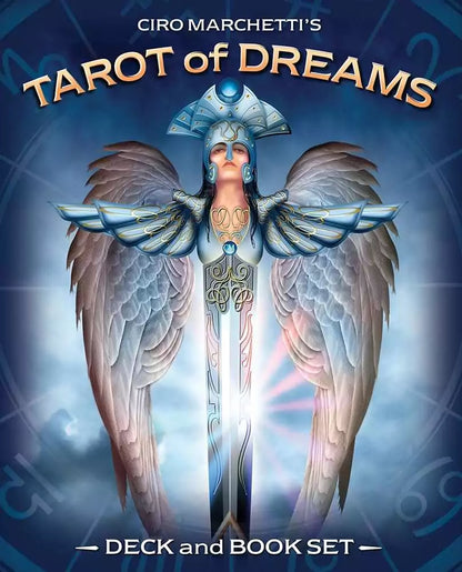 Tarot of Dreams box set by Ciro Marchetti featuring luminous gold-bordered card artwork and the deluxe collector deck packaging.