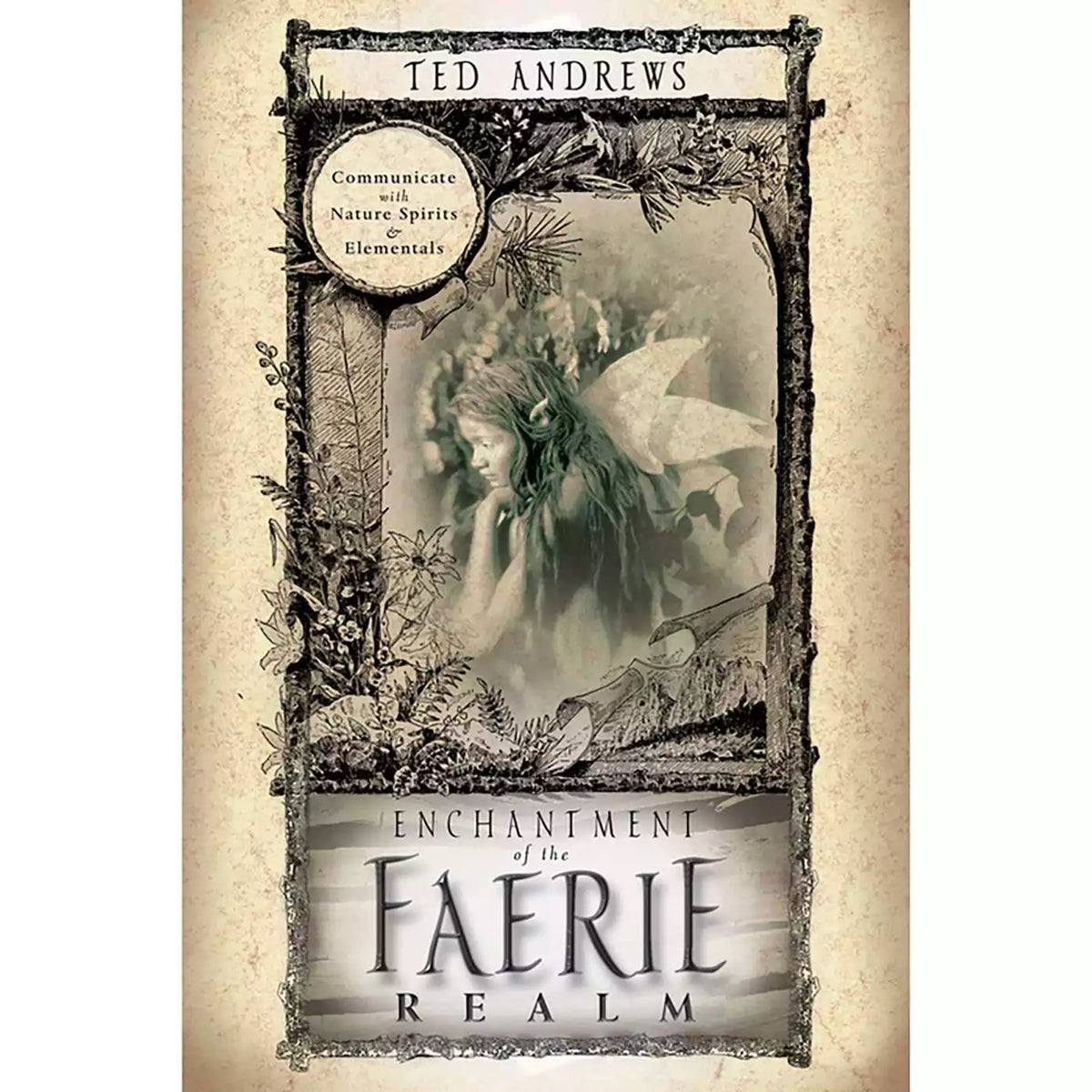 Enchantment of the Faerie Realm by Ted Andrews paperback book, a 240-page 6 x 9 inch Llewellyn guide to communicating with faeries, elves, and nature spirits.