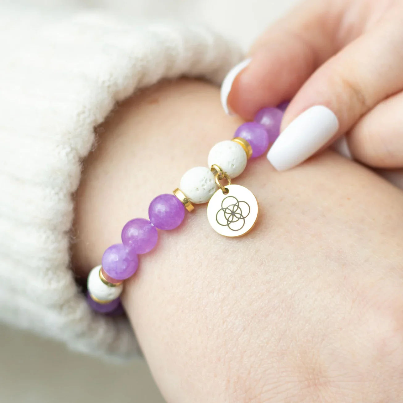 Anti-Anxiety Lava Bead &amp; Amethyst Essential Oil Bracelet Gift Set