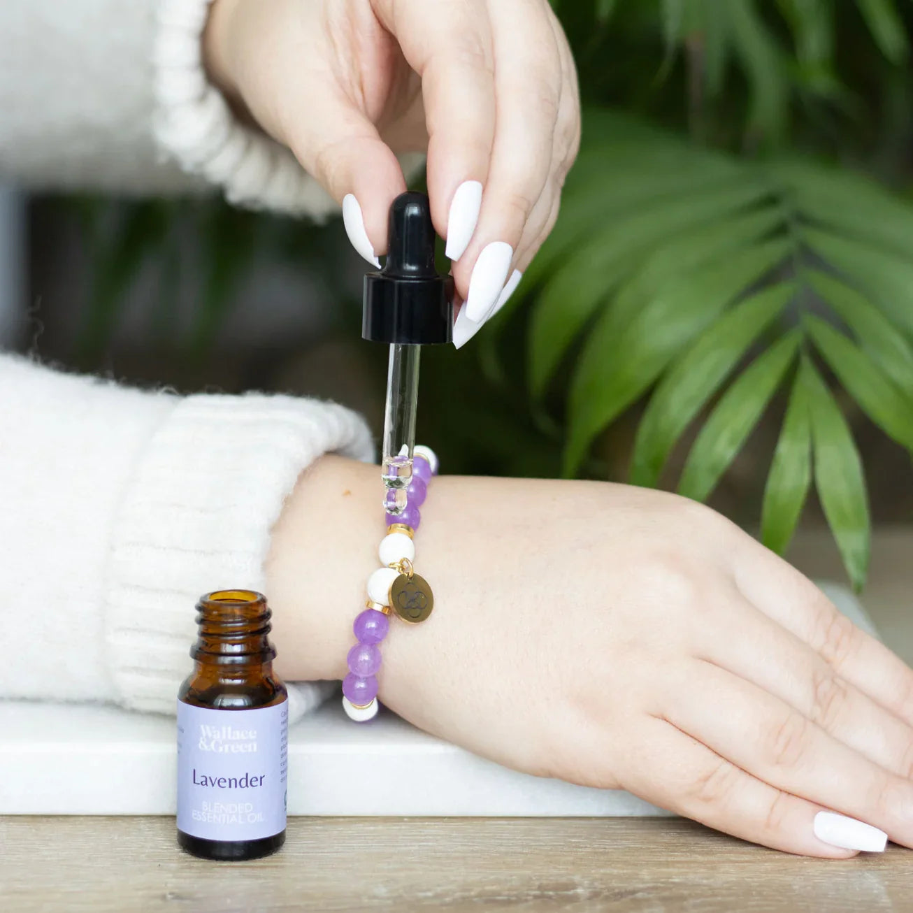 Anti-Anxiety Lava Bead &amp; Amethyst Essential Oil Bracelet Gift Set