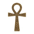 Golden brass ankh symbol with intricate engraving — 2.375 by 4 inch Egyptian Key of Life altar piece with traditional cross-and-loop design.