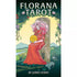 Florana Tarot box showing a figure with a peony crown seated in a rose and grape archway holding a pentacle, with rolling green landscape and rabbit at foreground, by James Ferry.