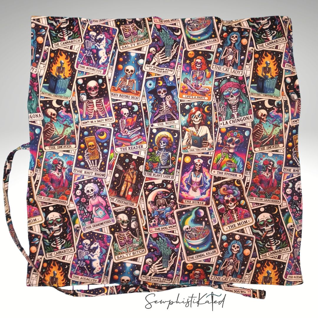 Funny Skeleton Mystic 3-in-1 Tarot Deck Wrap, Reading Mat &amp; Altar Cloth