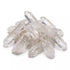 One pound lot of natural clear quartz crystal points 3 to 5 inches piled together with transparent pointed tips reflecting light — for grids, altars, and energy work.