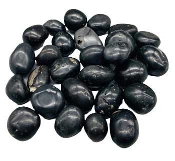 1 lb agni manitite black tumbled tektite stones in 20-22mm size showing smooth polished meteorite-origin surface — Java Indonesia bulk crystal.