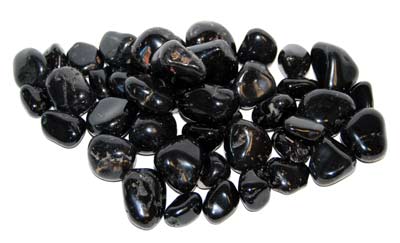 One-pound collection of smooth deep black onyx tumbled chalcedony stones for protection grounding strength courage and defensive magic crystal practice