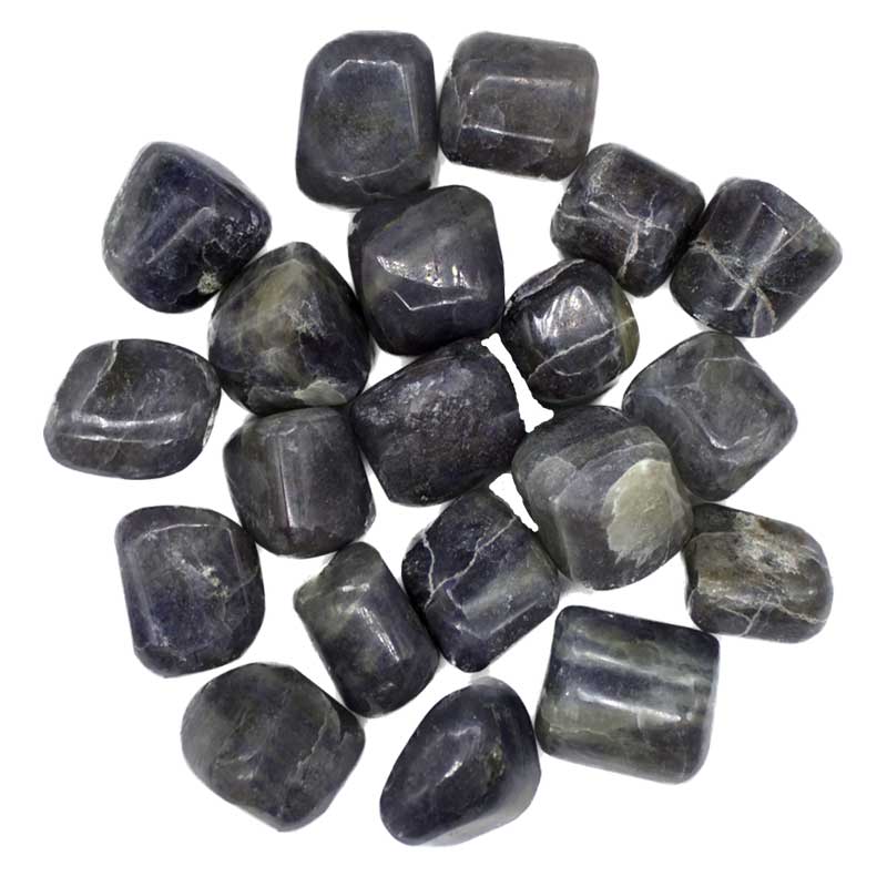 One-pound collection of smooth blue-violet iolite cordierite tumbled stones for inner navigation third eye activation vision and direction clarity work