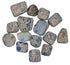 One-pound collection of smooth K2 Afghani stone tumbled pieces white granite with vivid blue azurite spheres for third eye crown chakra and grounded spiritual work