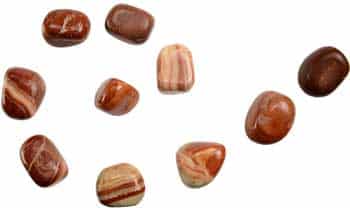 One-pound collection of smooth banded red malachite jasper tumbled stones in deep reddish-brown for grounding emotional support and root chakra calm work
