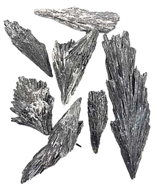 1 lb raw black kyanite broom-form blade stones showing dark fan-shaped mineral formation — self-cleansing chakra alignment crystal bulk.
