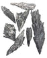 1 lb raw black kyanite broom-form blade stones showing dark fan-shaped mineral formation — self-cleansing chakra alignment crystal bulk.