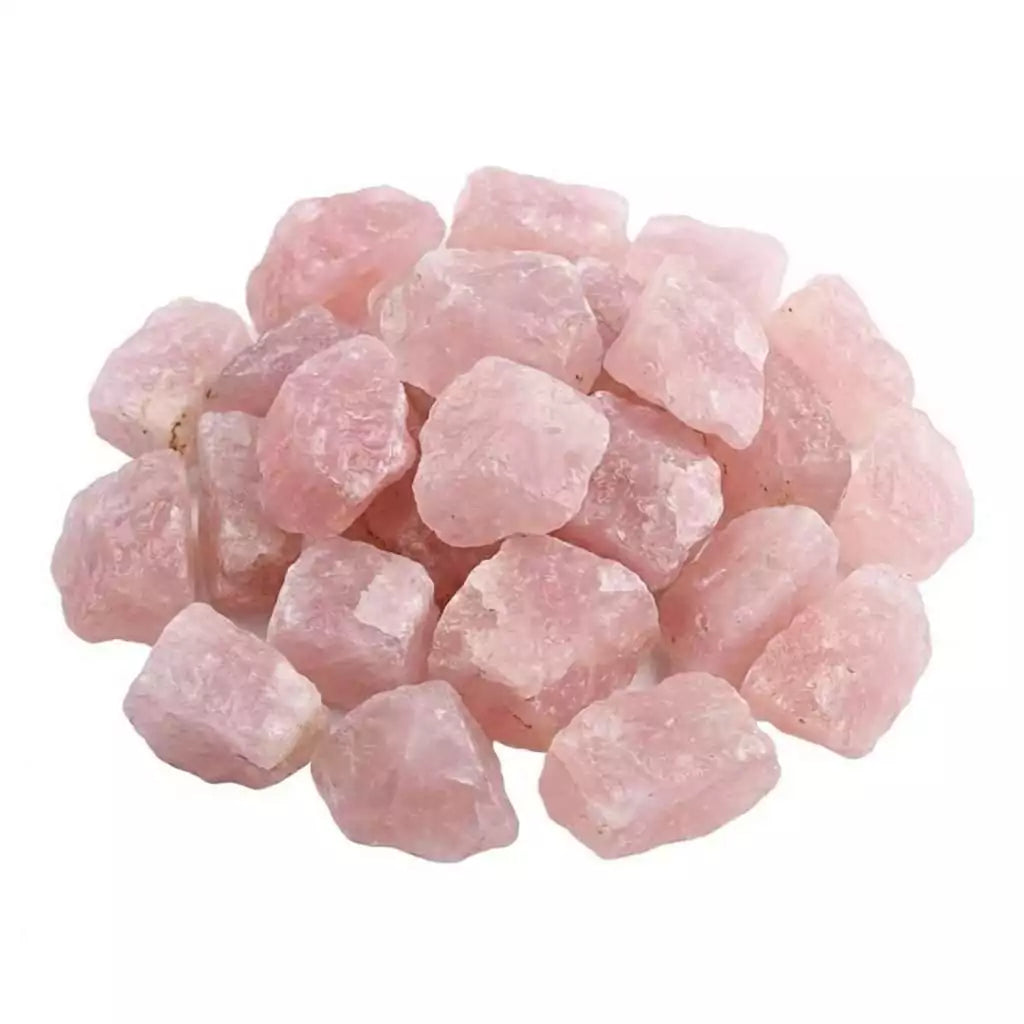 One-pound collection of rough raw rose quartz untumbled pink crystals for love grids heart chakra altars emotional support and anxiety relief