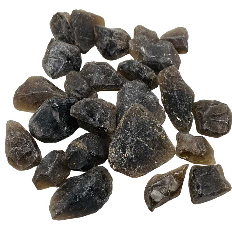 One pound bulk lot of raw untumbled smoky quartz crystals in natural earthy brown tones — root chakra grounding crystal supply for grids and healers.