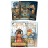 Good Fortune Tarot deck and guidebook set by Barbara Moore and Jessica Rose — linen-textured cards fanned showing illustrated figures including a bird keeper and a pharaoh, guidebook visible.