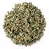 Dried horehound Marrubium vulgare cut herb showing a pile of green leaves and stems used for protection and anti-hex ritual