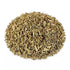 Dried pennyroyal leaf Mentha pulegium cut herb pieces in a coarse pile showing natural green-brown dried herb material