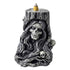 Six-inch Grim Reaper and skulls backflow incense burner in cold-cast resin — gothic smoke waterfall burner for ancestor altars and dark aesthetic ritual spaces.
