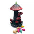Seven-inch ceramic mushroom backflow incense burner showing the waterfall smoke cascading down the mushroom stem — altar decor piece.