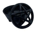 Pentagram cast iron cauldron 3.25 inch with three short legs and pentagram base embossment — compact black Wiccan altar smudge bowl.