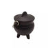 Small black cast iron cauldron with fitted lid, three legs, and a side handle — 2.75-inch mini ritual burning pot for altar use.