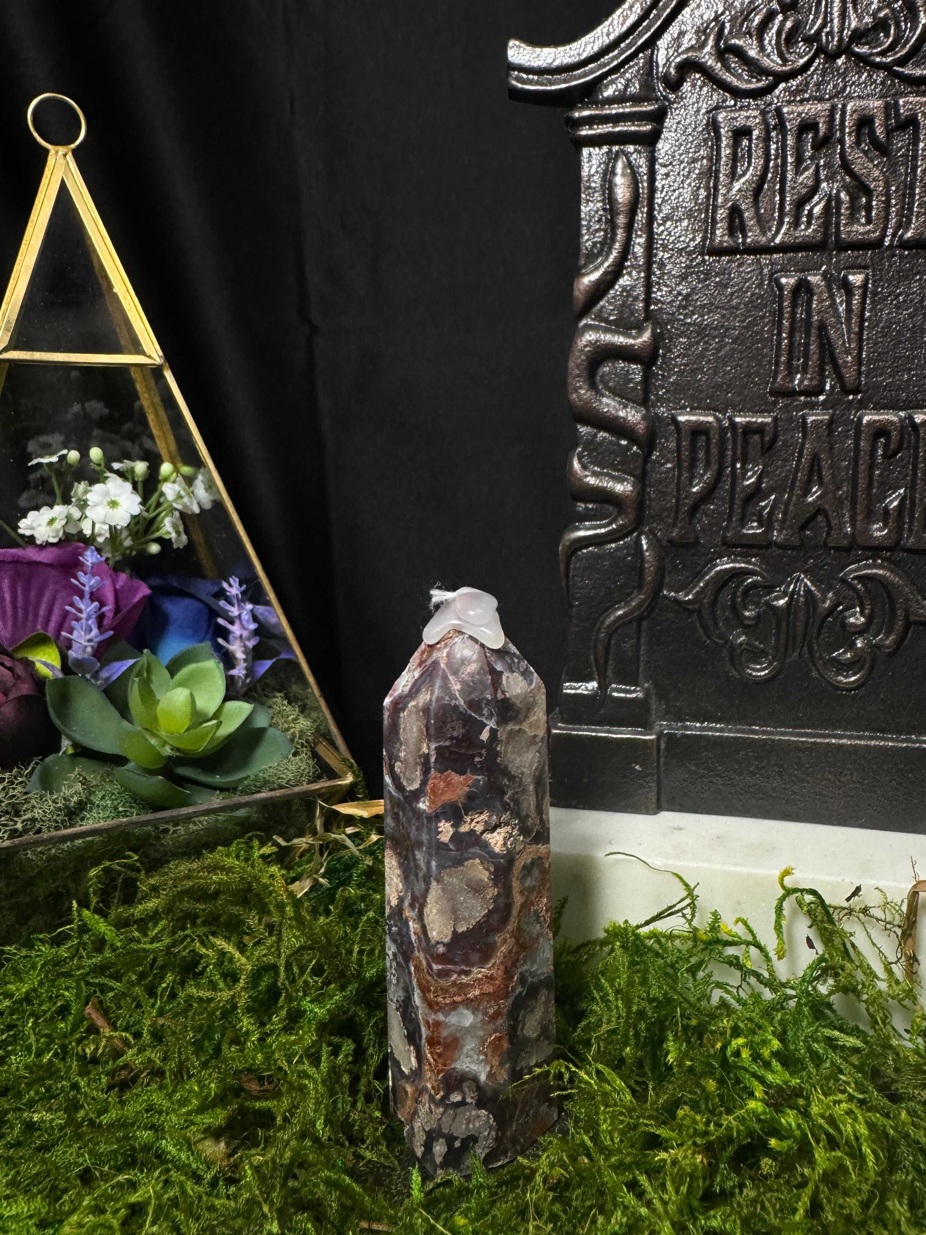 Blue Flower Agate Tower