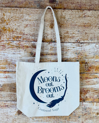 Moons Out, Brooms Out Canvas Tote Bag