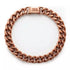 Solid copper link bracelet with interlocking chain links and clasp stamped SOLID COPPER — heavy traditional healing jewelry displayed flat.