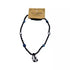Harmonia beaded necklace with mixed colored beads and a central crystal pendant displayed on a card describing its clearing purpose.