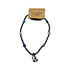 Harmonia beaded necklace with mixed colored beads and a central crystal pendant displayed on a card describing its clearing purpose.