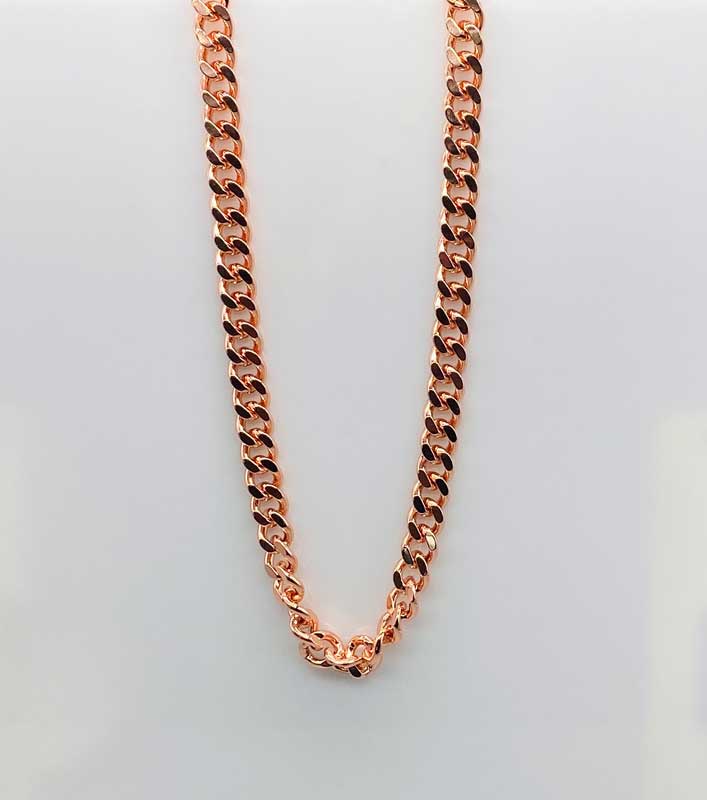Copper Cuban link chain necklace 24 inch — solid copper interlocking links displayed on a light background showing the bold chain pattern.