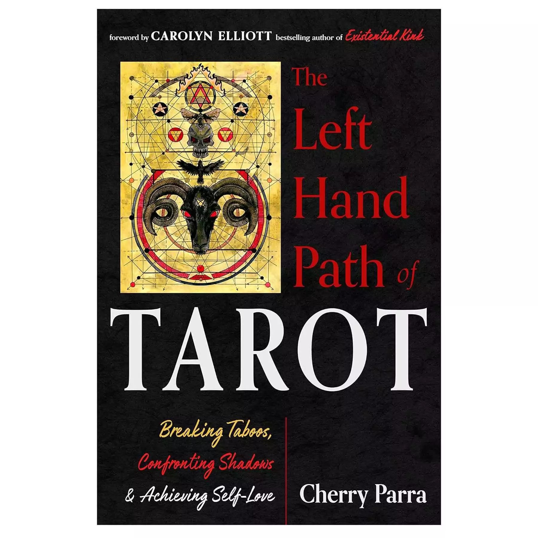 Left Hand Path of Tarot by Cherry Parra — paperback book cover showing dark adversarial tarot and shadow work themes.