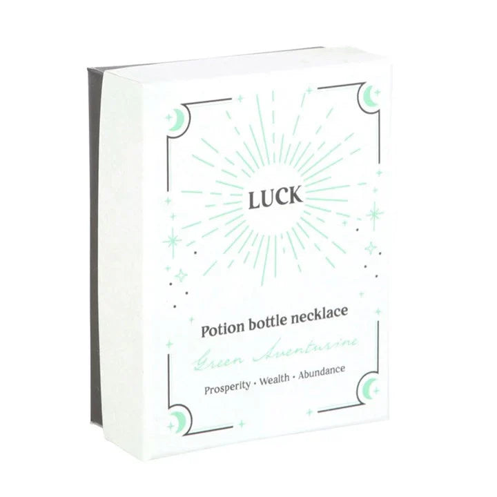Luck Green Aventurine Potion Bottle Necklace – Crystal Witch Jewelry for Luck &amp; Prosperity