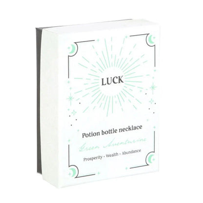Luck Green Aventurine Potion Bottle Necklace – Crystal Witch Jewelry for Luck &amp; Prosperity