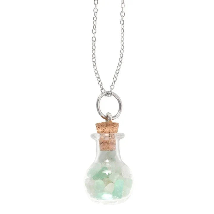 Luck Green Aventurine Potion Bottle Necklace – Crystal Witch Jewelry for Luck &amp; Prosperity