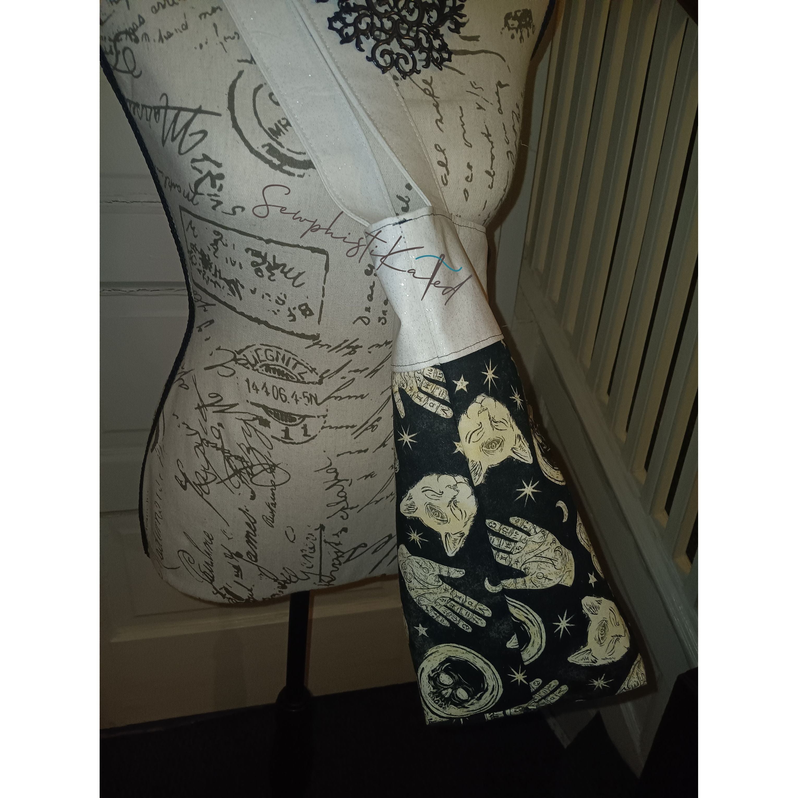 Midnight Divination Tote Bag – Handmade Witchy Bag with Multiple Pockets &amp; Mystic Print