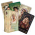 Mythos Tarot box and multiple cards spread out showing Greek mythology-inspired illustrated figures in soft pastel colors by Helena Elias.