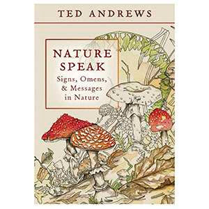 Front cover of Nature Speak by Ted Andrews showing a landscape with nature imagery and natural colors, published by Llewellyn Publications