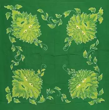 Green Man altar cloth 36×36 inches — ritual cloth with Celtic foliate face nature deity design for earth-based altar coverings and pagan ritual use.