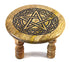 Pentagram altar table 6 inch diameter by 4 inch tall wooden ritual stand with carved pentagram surface for elevating altar tools and candles