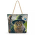 17x17 inch Catdalf wizard cat canvas tote bag with fun witchy design for carrying tarot decks crystals and spiritual books